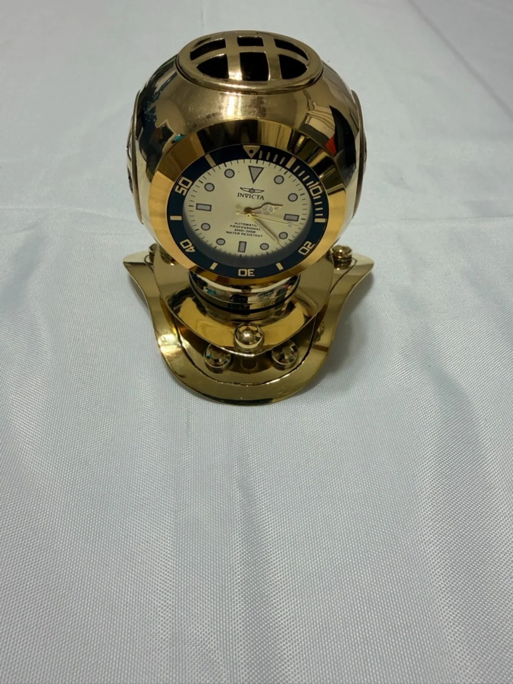 Invicta Gold Desk Clock with Black Bezel